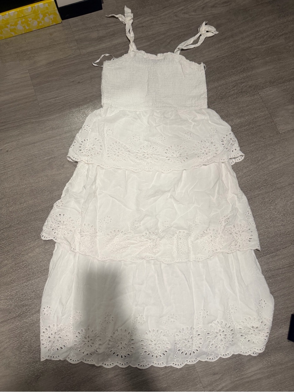 Jessica Simpson Dress Women L White Sleeveless Tiered Ruffle Midi NWT